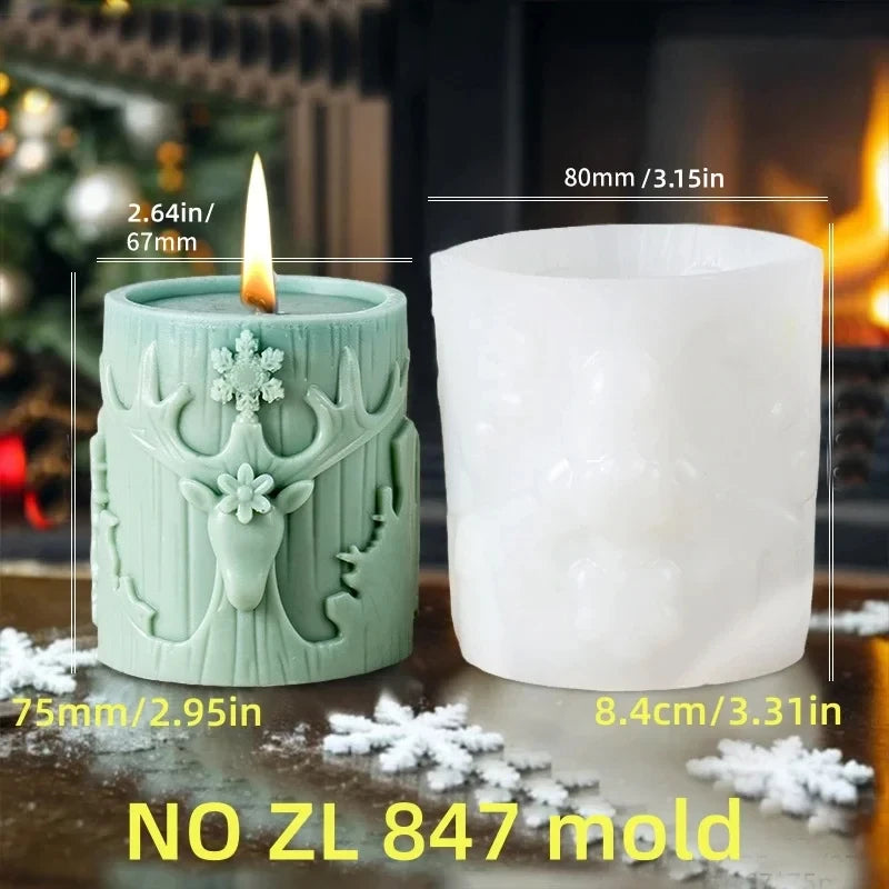 Santa Claus Take Balloon Cylindrical Scented Candle Silicone Mold Santa Claus Pull Balloon Resin Plaster Molds Christmas Gift