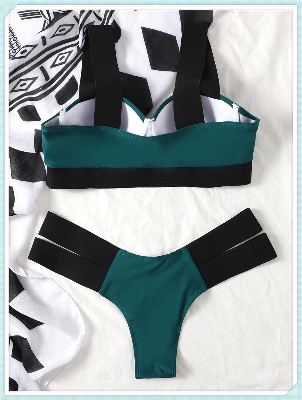 Solid Bandage Bikini Women Push Up Swimsuit Sexy Swimwear Female Brazilian Bathing Swimming Suit Bather Splicing Color Beachwear