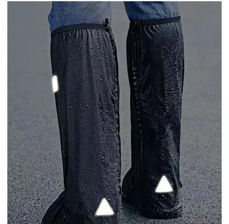 Rain Thickened Boot Shoe Cover Black Waterproof with Reflector High Top Non-slip Shoes Dust Covers Motorcycle Bike Rain Cover