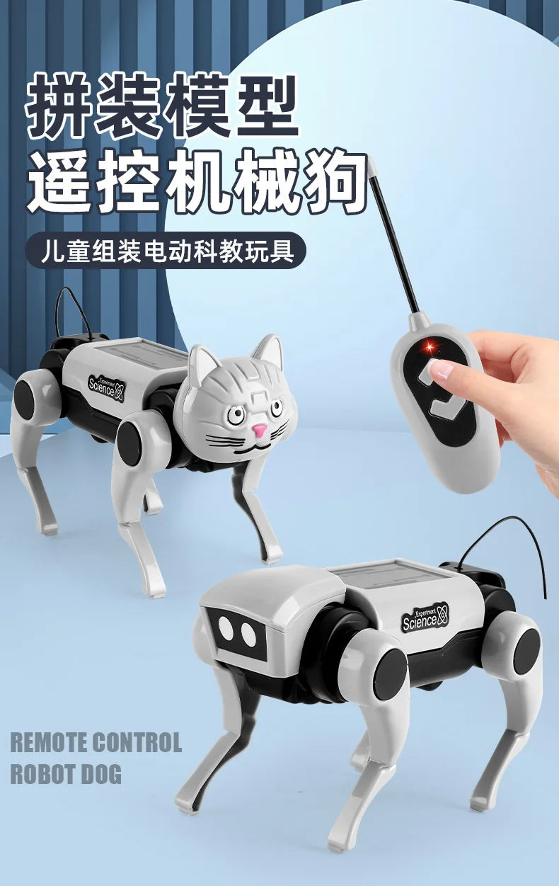 Children's Remote Control Mechanical Dog Mechanical Cat DIY Assembly Combination Walking Mechanical Dog Pet Toy Male
