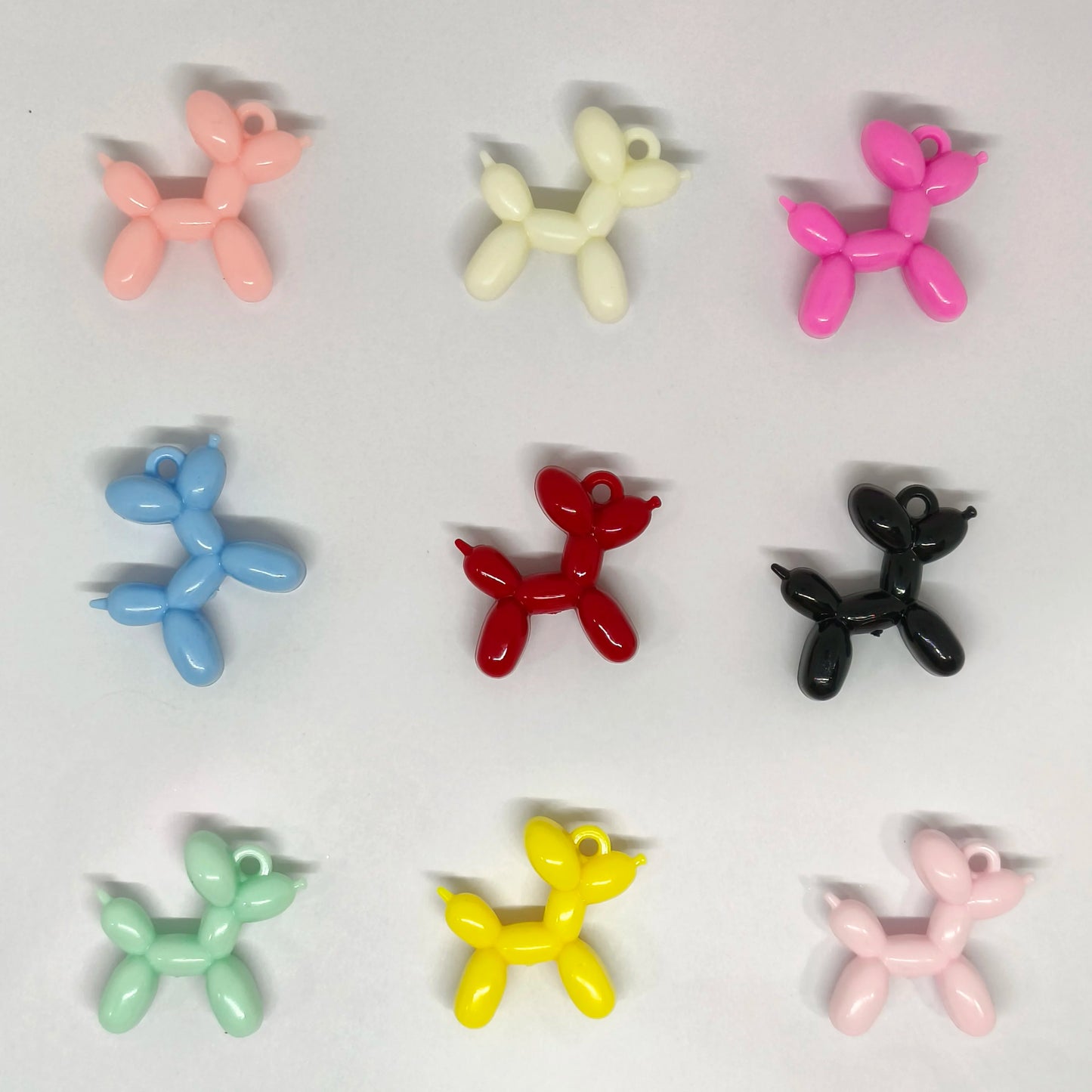 10pcs/Bag tiki hot 34mm Acrylic Jelly Colorful Cartoon 3D cute Balloon Dog DIY Bead Keychain Phone Chain Pendant Accessories