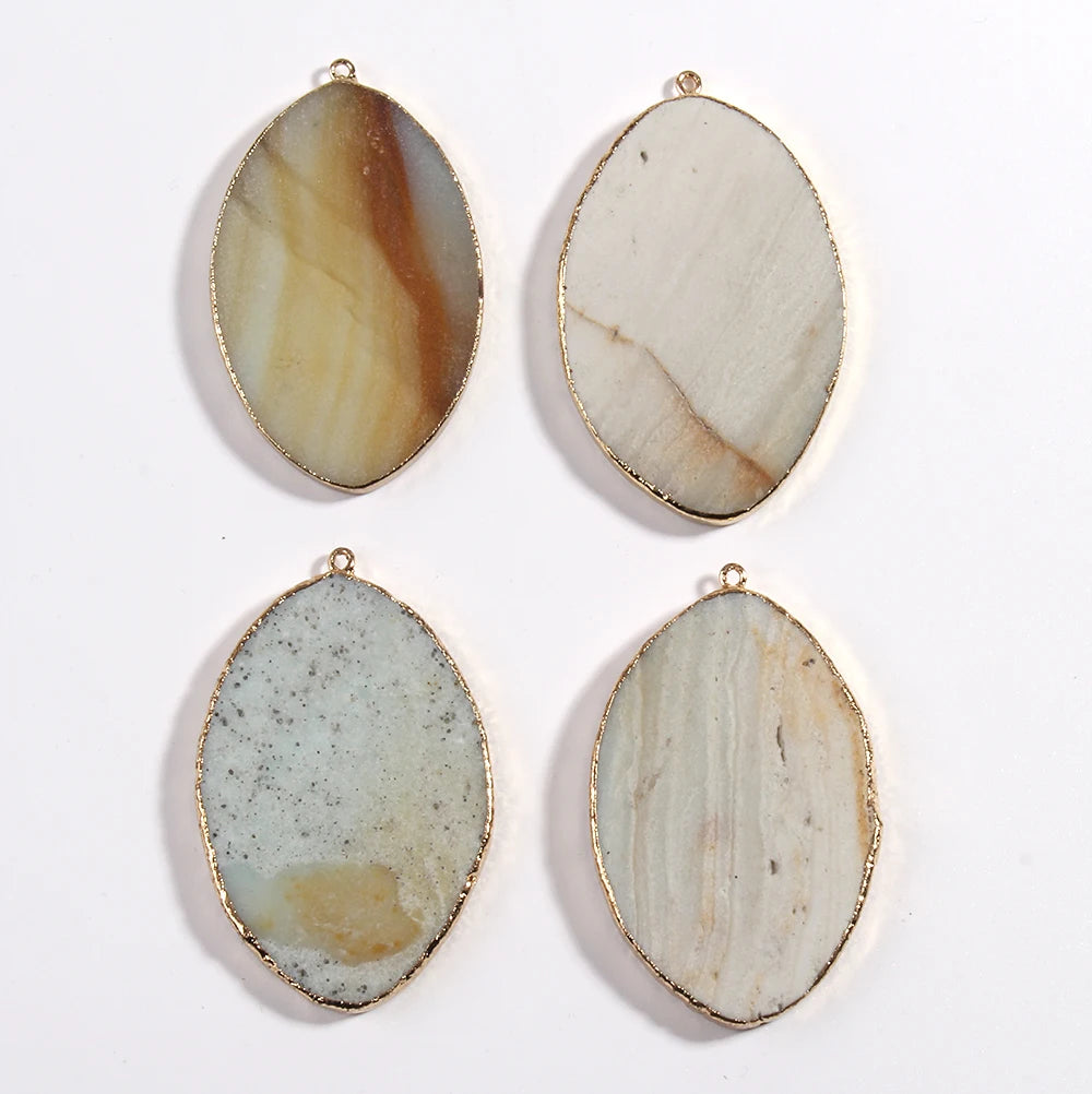 Fashion Bohemian Tribal Jewelry Amazonite Stones Long Knotted Stone Pendant Necklaces Women Ethnic Necklace