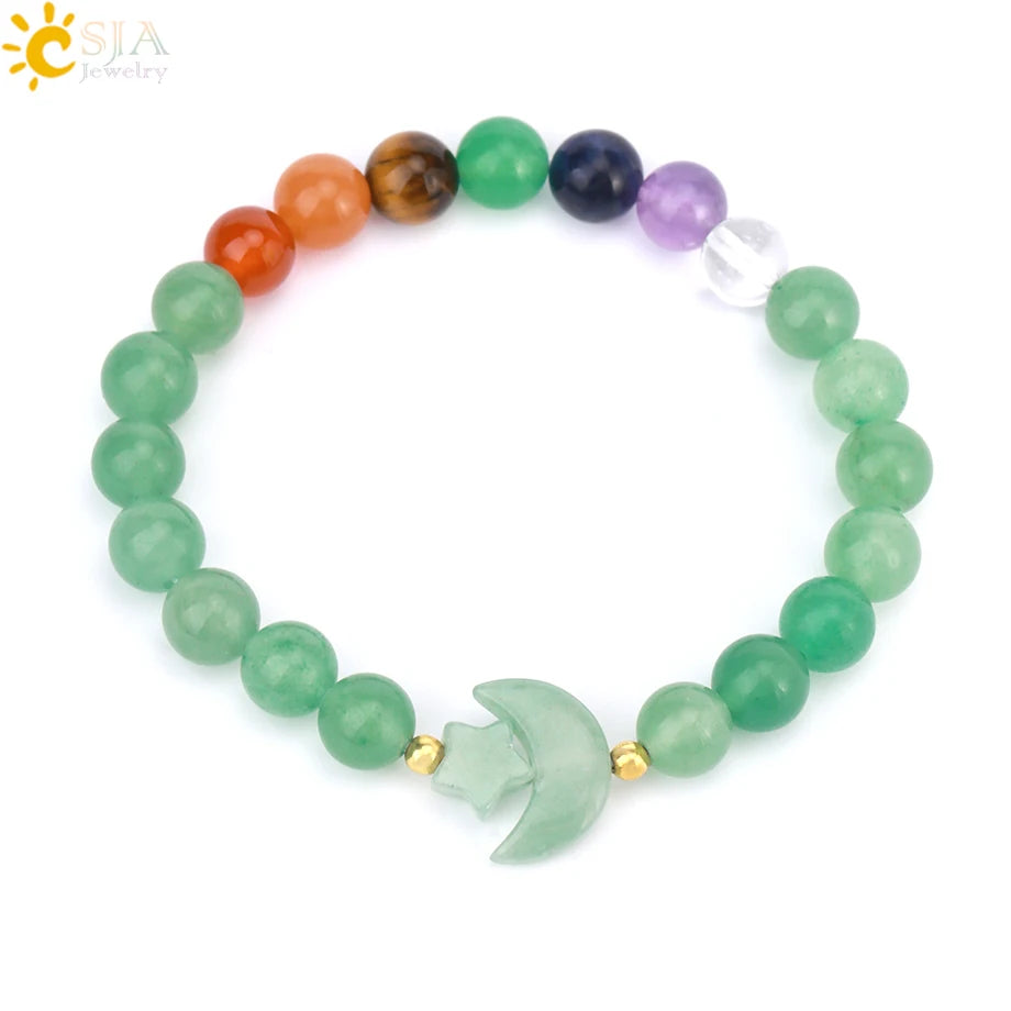 Natrual Stone Bracelet for Women Energy Star Moon Crystal Charm Tiger Eye Pink Quartz Bangle Bead Bracelets Relationship T019