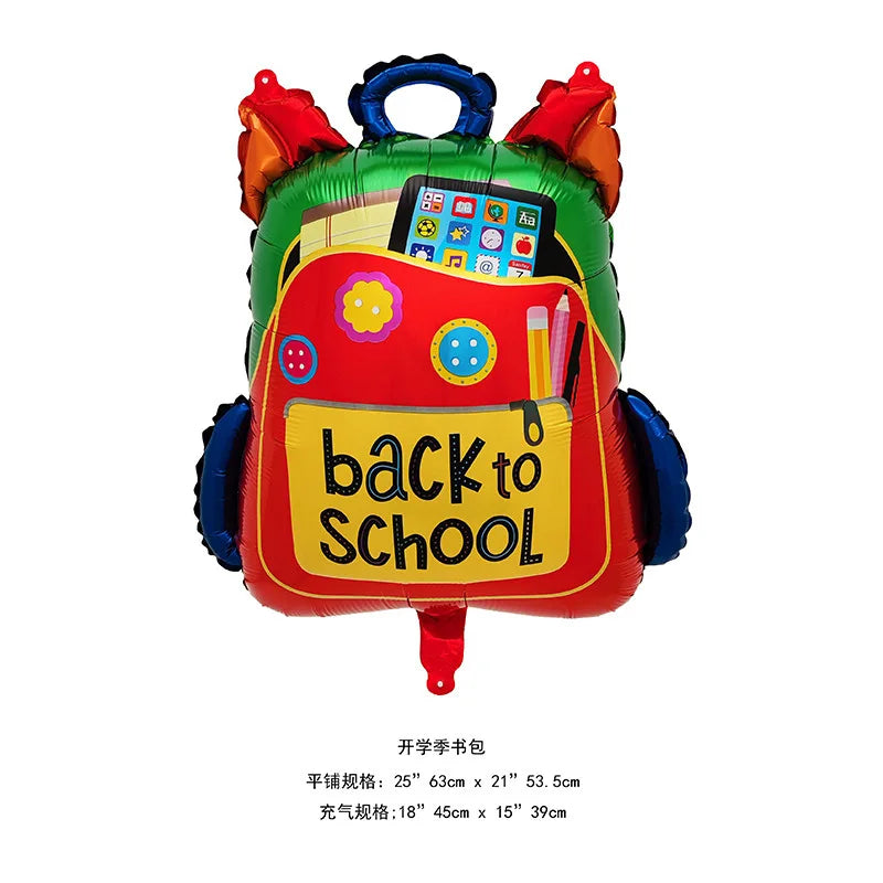 Back To School Student Stationery Bus Schoolbag Rubber Pencil Foil Balloon Babyshower Decoration Child Birthday Party Globos
