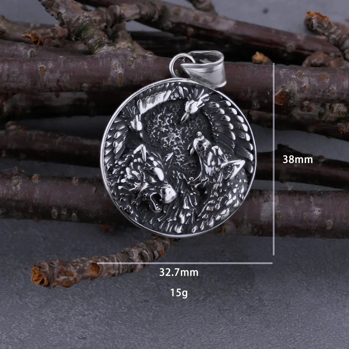 Men's Viking Wolf Head and Crow Road Sign Compass Necklace Nordic Wolf Animal Pendant Viking Wolf Stainless Steel Jewelry Gift