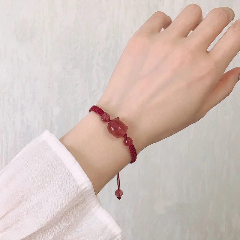 Lucky Pink Crystal Cats Friendship Bracelets For Best Friend Bff Matching Rope Chain Bracelet For Couples Jewelry Gift