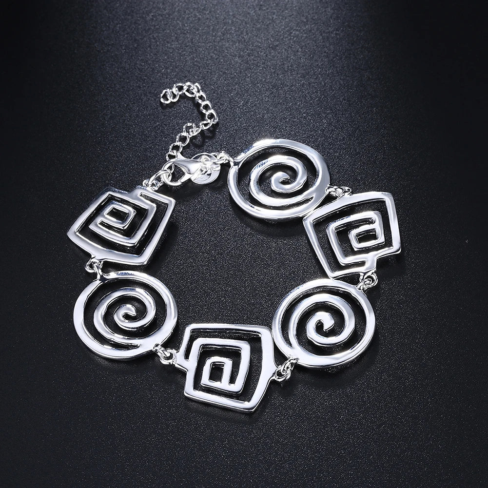Factory direct fashion 925 Sterling Silver Bracelet for woman Retro round pattern chain trend jewelry Wedding party lady gift