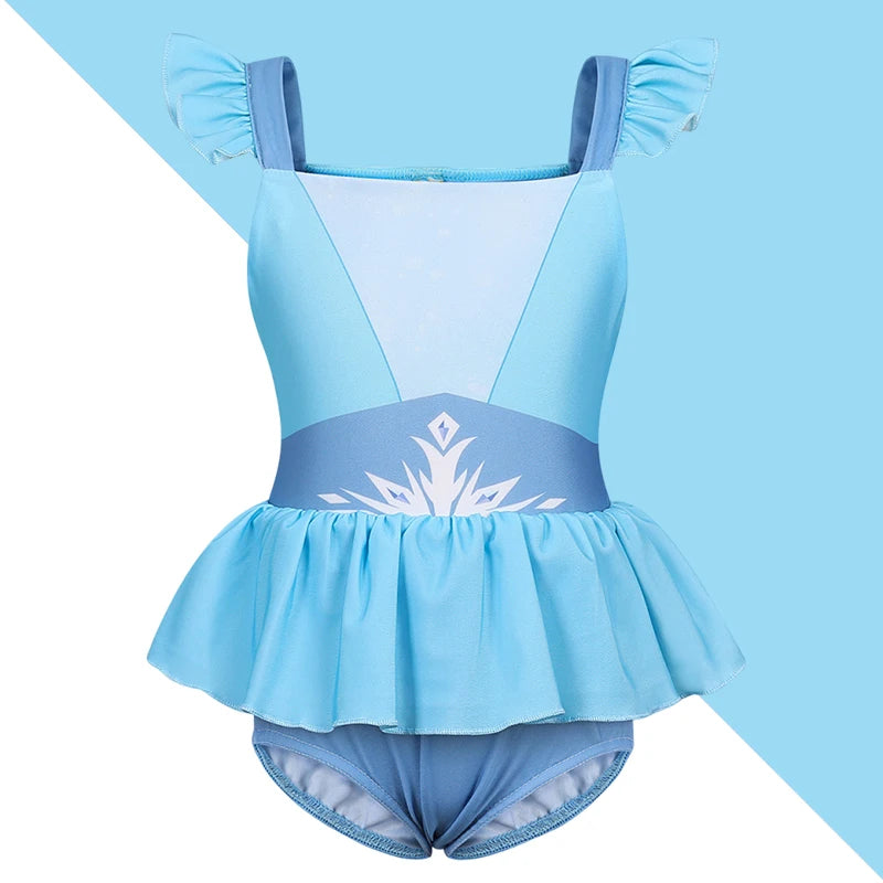 2025 Girls Two Piece Swimsuit Anna Elsa Belle Swimwear Princess Bodysuit Swimwear for Girls Childrens Bikini Beachwear Clothes