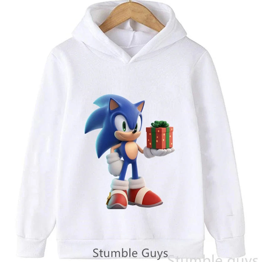 Anime Sonic Kids Hoodie Trucksuit Autumn Boys Girls Cartoon Clothes Christmas Gift Comfortable Warm Sweatshirt