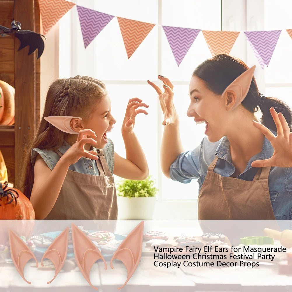 10-1Pair Halloween Angel Elf Ears Fairy Cosplay Latex Ears Halloween Decoration Monster Ears Vampire Cosplay Costume Accessories