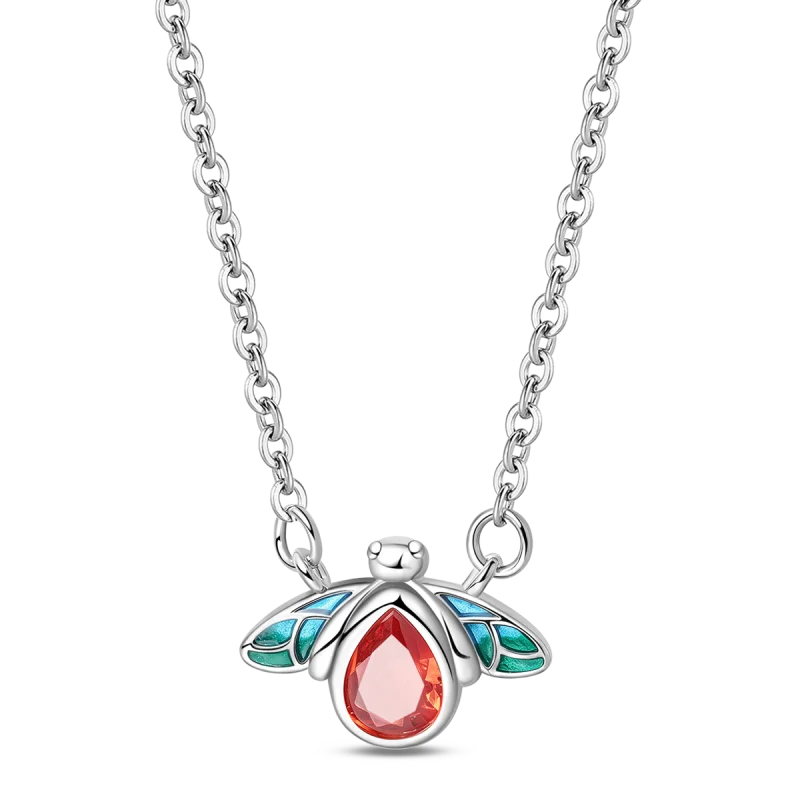 Hot Sale Original 925 Sterling Silver Colorful Bow Tie Necklace Red Heart Pendant Round Necklace Classic DIY Fine Christmas Gift