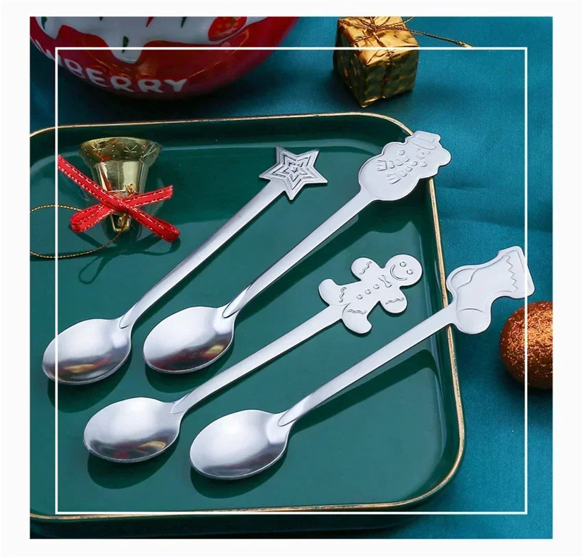 Christmas Gift Elk Christmas Tree Dessert Spoon Cutlery Spoon Set Fruit Coffee Spoon Cutlery Wed Christmas Gift