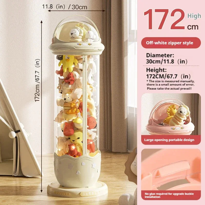 Astronaut Doll Storage Box Children's Plush Toys Storage Boxes Transparent Plastic Stuffed Home Storages Organization Zipper Bin