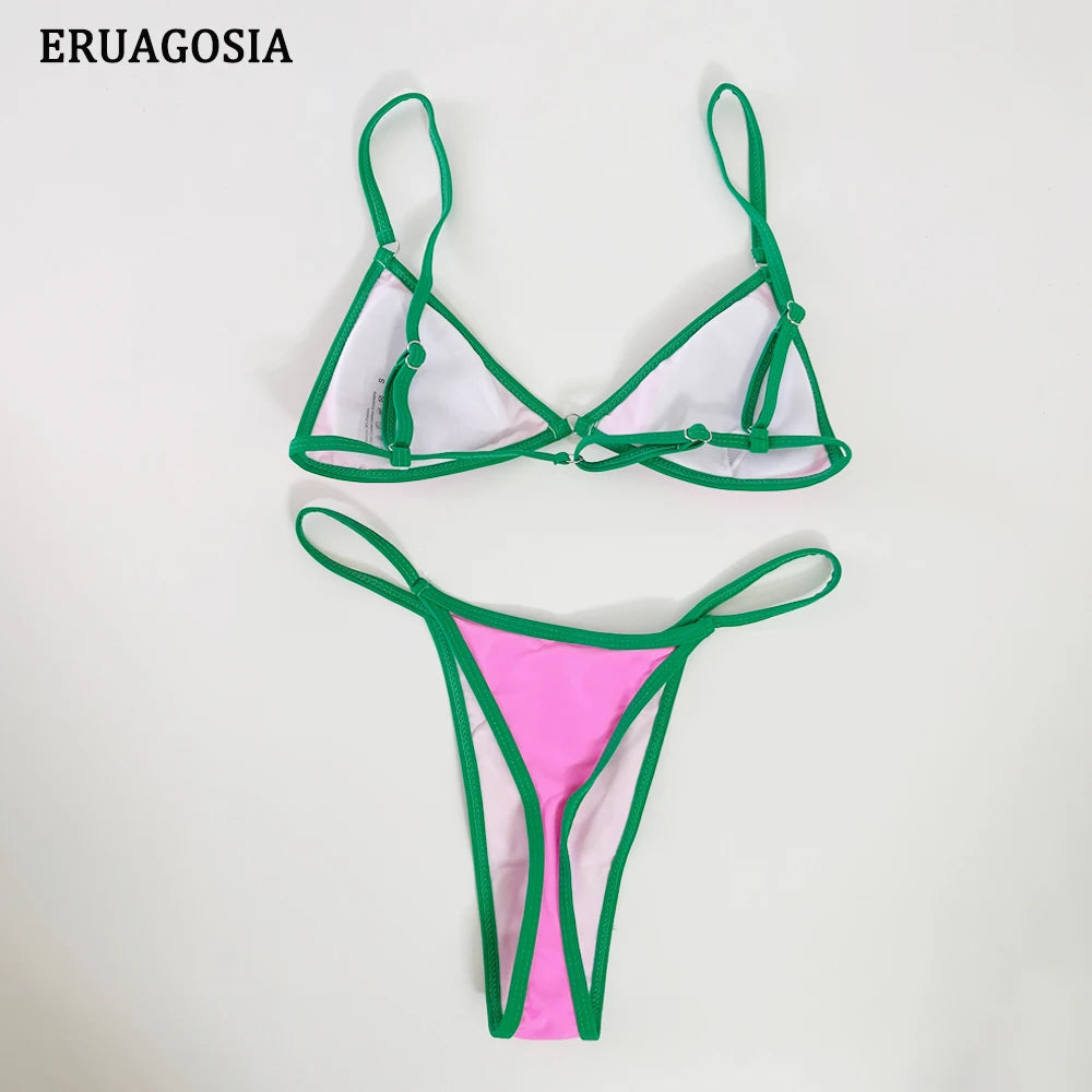 Sexy Bikini Women Swimsuit 2025 New Swimwear Bathing Suit Female Beachwear Micro Thong Bikinis Set 2 Piece Color block Swim Suit