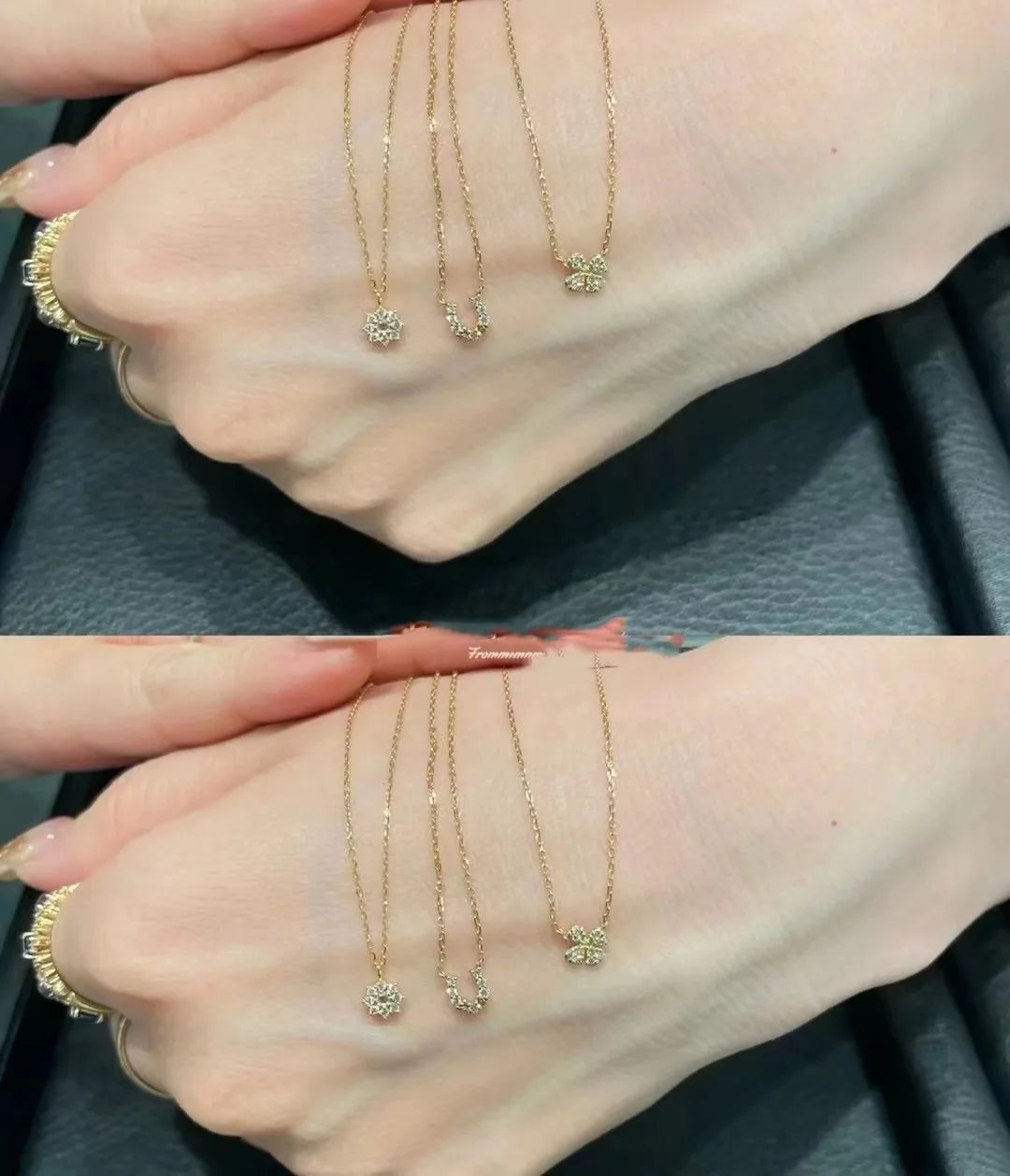 S925 sterling silver necklace U horseshoe pendant women's Plated 14K gold simple 2024 New style collarbone necklace