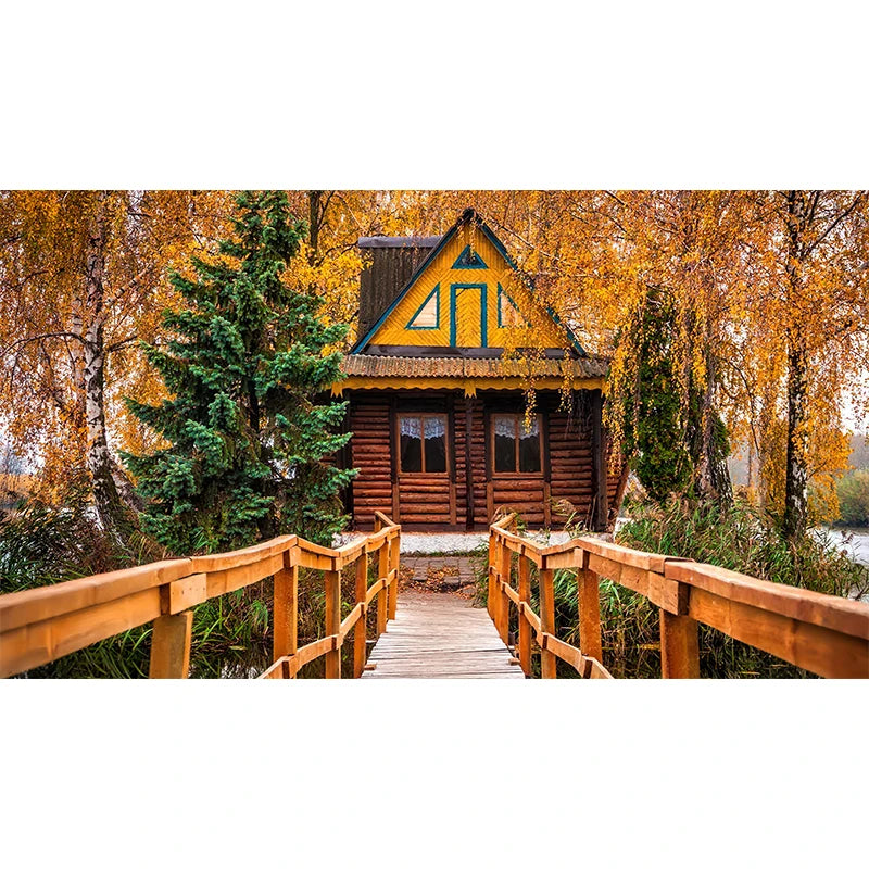 Autumn Yellow Leaves Fall View Landscape Wall Art Print Canvas Painting Pumpkin Halloween Poster Picture Living Room Home Decor