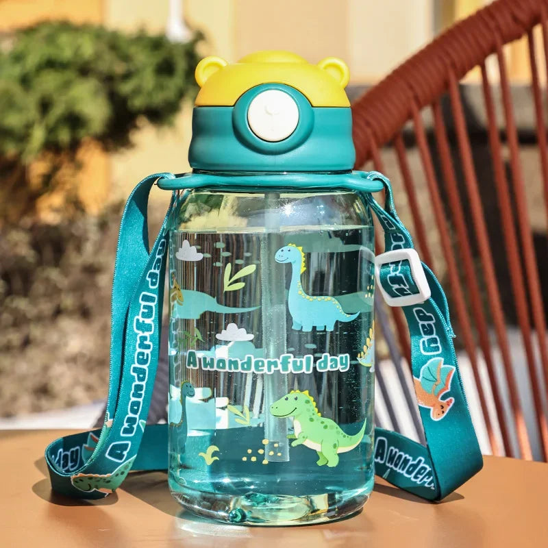 650ml Cute Kids Water Bottle with Straw Free BPA Leakproof Outdoor Portable Children's Cups School Water Bottle for Children