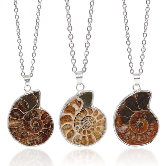 Natural Stone Snail Shape Pendant Ocean Conch Shell Pendant for Women Men Ammonite Spiral Necklace Energy Jewelry