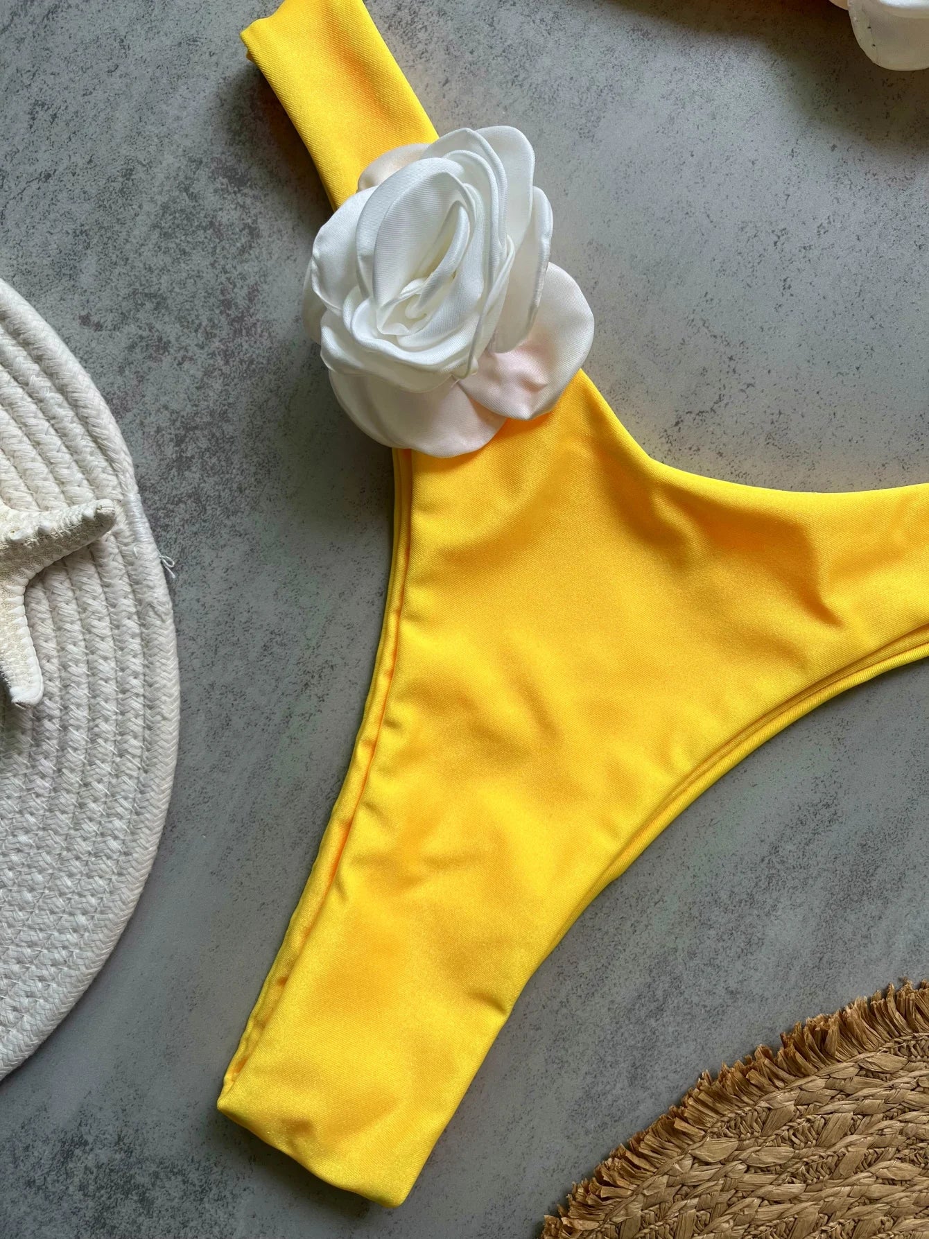 Sexy Flower Bandeau Swimwear Thong Bikini 2025 Women Lace-up Swimsuit Swimming Bathing Suit Brazilian Bikinis Sets Mujer Biquini