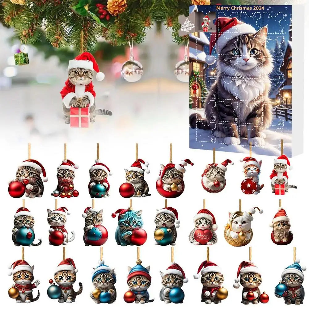 Christmas Countdown Advent Calendar Cat Ornament Calendar Cartoon Festival Supplies Funny Wall Decoration Christmas gift