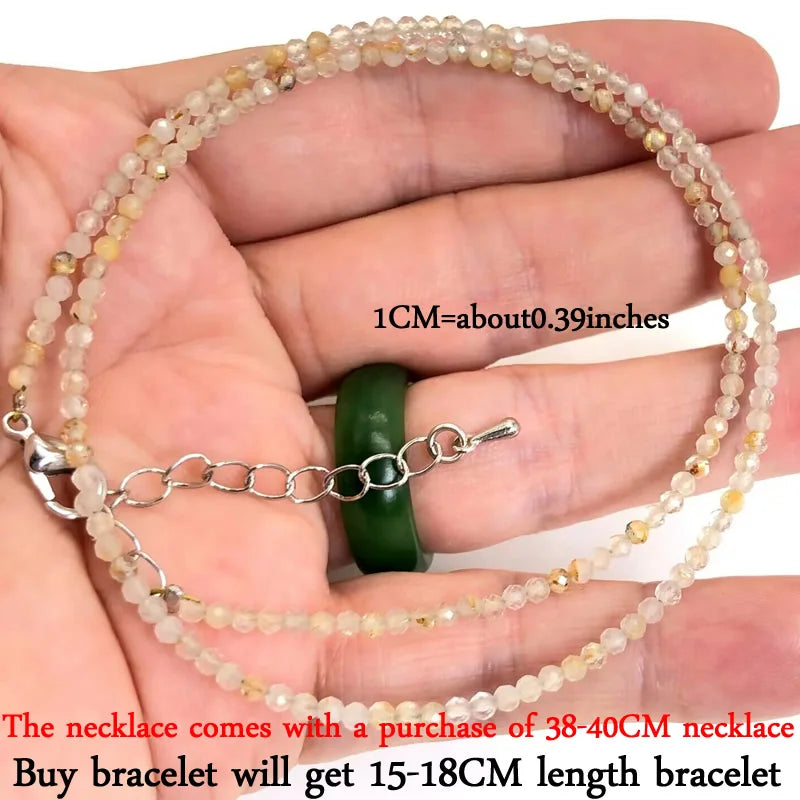 2-3mm Natural Stone Beaded Necklace Handmade Mini Tourmaline lapis crystal Energy Healing Female Bracelet for Women Jewelry Gift