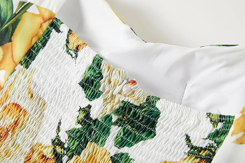 2024 Summer Fashion Short Boho Dress Women Mini Floral Print Dress Female Sleeveless Hanging Belt Printed Waist Folded Dress