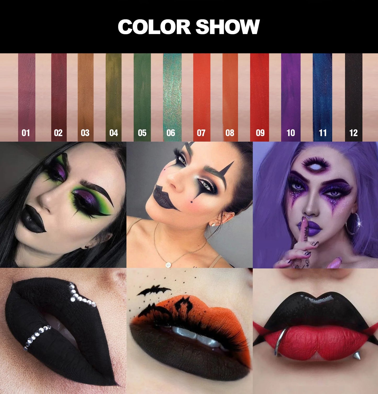 Vampire Black Purple Halloween Christmas Lipstick Moisturizing Waterproof Matte Lip Glosses Pigmented Lip Tint Makeup
