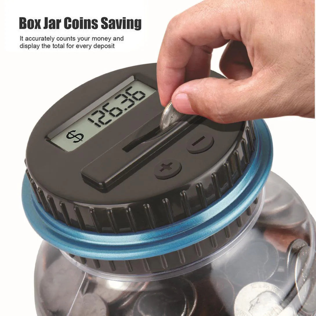 Clear Coin Saver, Battery Operated Money Bank, Large Bucket Savings Box for Teenagers and Adults, Christmas Gift