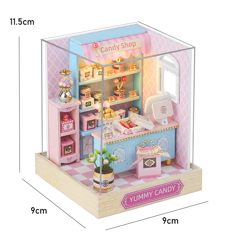 DIY Book Nook Kit Figurines Miniature Booknook Wooden Doll House 3D Puzzle Bookshelf  Dollhouses Toy For Birthday Christmas Gift
