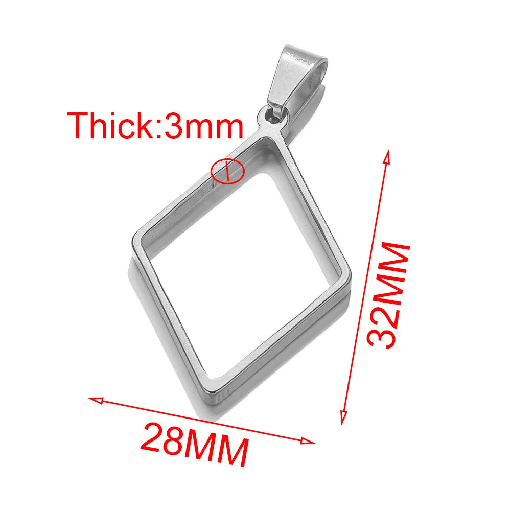 5pcs Stainless Steel Heart Square Silicone Mold Charm Frame Bezel Pendant Base Diy UV Resin Cameo Blanks Earrings Jewelry Making