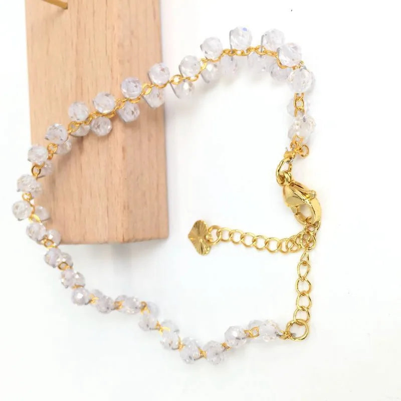 Gold Color 4MM Natural Stone Tourmaline Crystal Quartz Bracelet on Hand for Women Jewelry Party /Wedding Luxury Gift Handwork