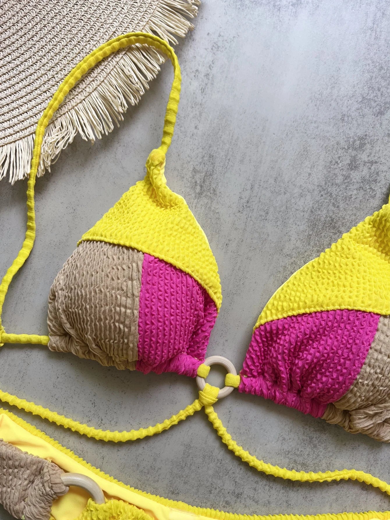 Sexy Neon Green Bikini Set 2025 Tassel Drawstring Side Thong Swimsuit Women Summer Push Up Swimwear Bathing Suit Beach Wear