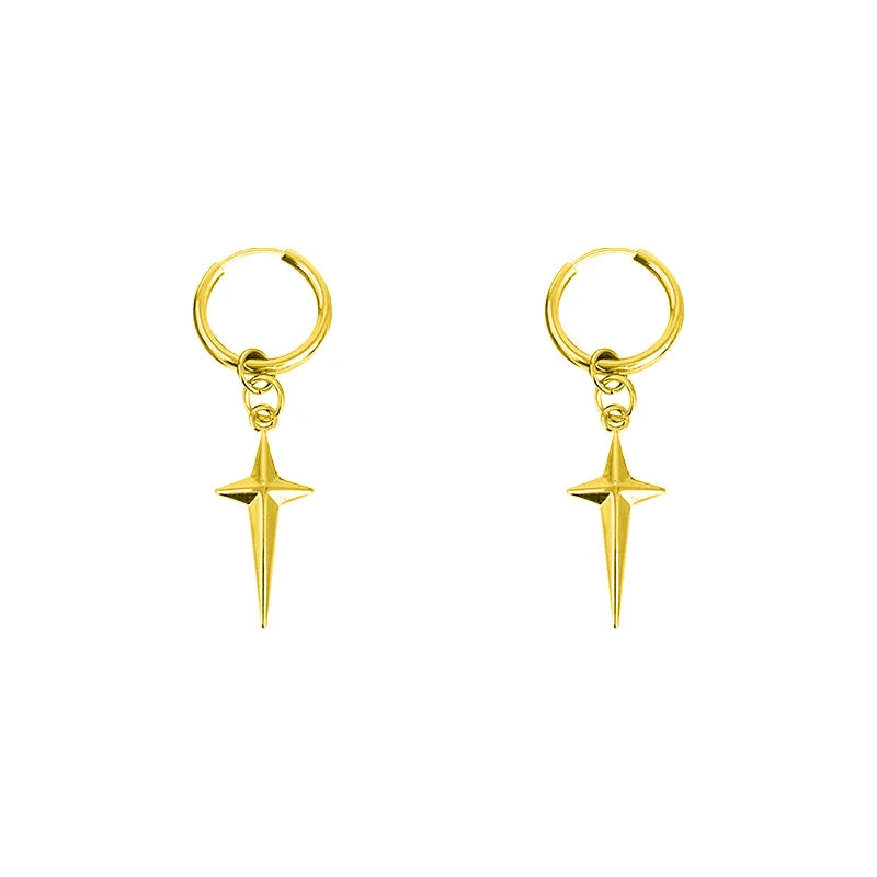 925 Sterling Silver Minimalist Jesus Cross Pendant Earrings Gold/Silver  Hoop Earrings Fashion Wedding Party Earrings Jewelry