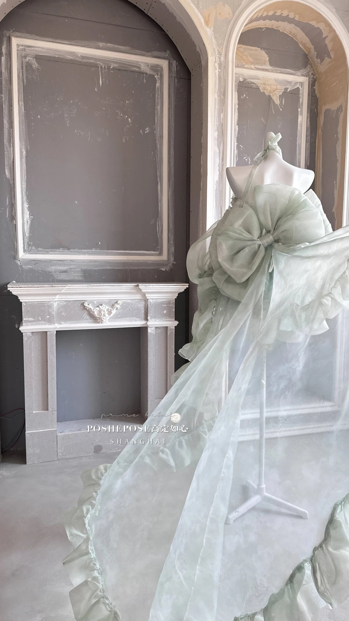 High Street Women's Mint Green Strapless Bowknot Sweet Fairy Organza Dress 2024 New Elegant Big Bow Trailing Party Wedding Dress