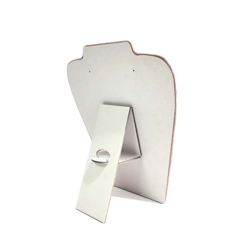 Wooden Necklace Stand White Pu Jewelry Pendant Display Holder Organizer Storage Easel Shelf Rack 3 Color 12.5*22.5Cm