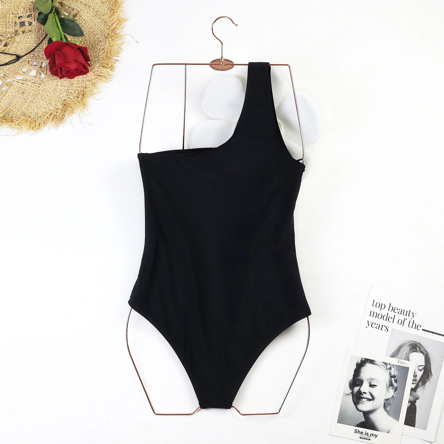 Sexy One-Shoulder Ruffled Print Floral Swimsuit Bikini Set Single Piece Micro Monokini Sexy Swimwear For Girls Summer Beachwear