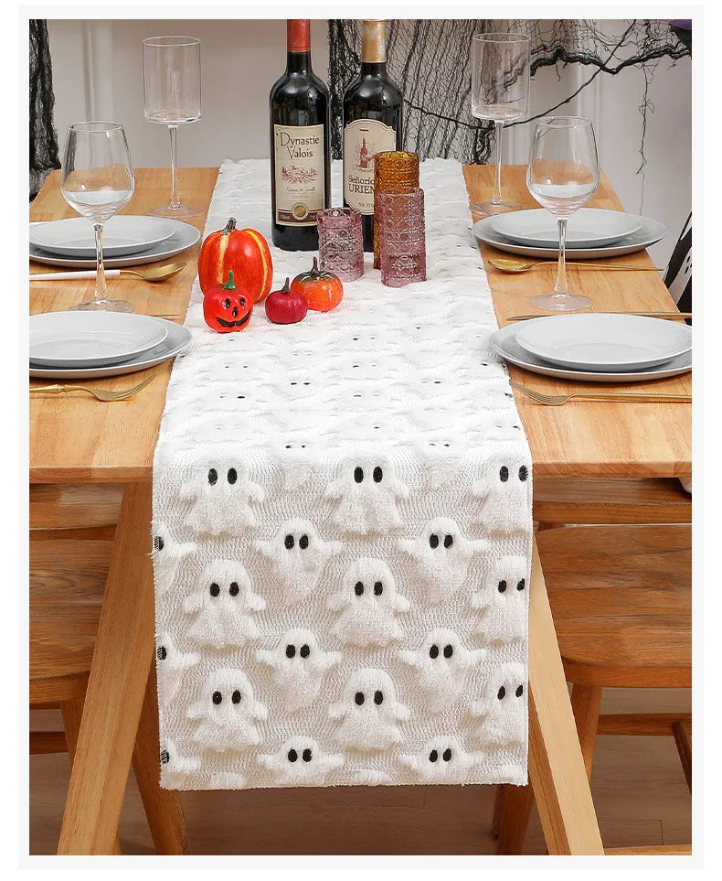 Halloween Ghost White Table Runner Fall Pumpkin Party Dining Decorations Christmas Dining Table Harvest Decor