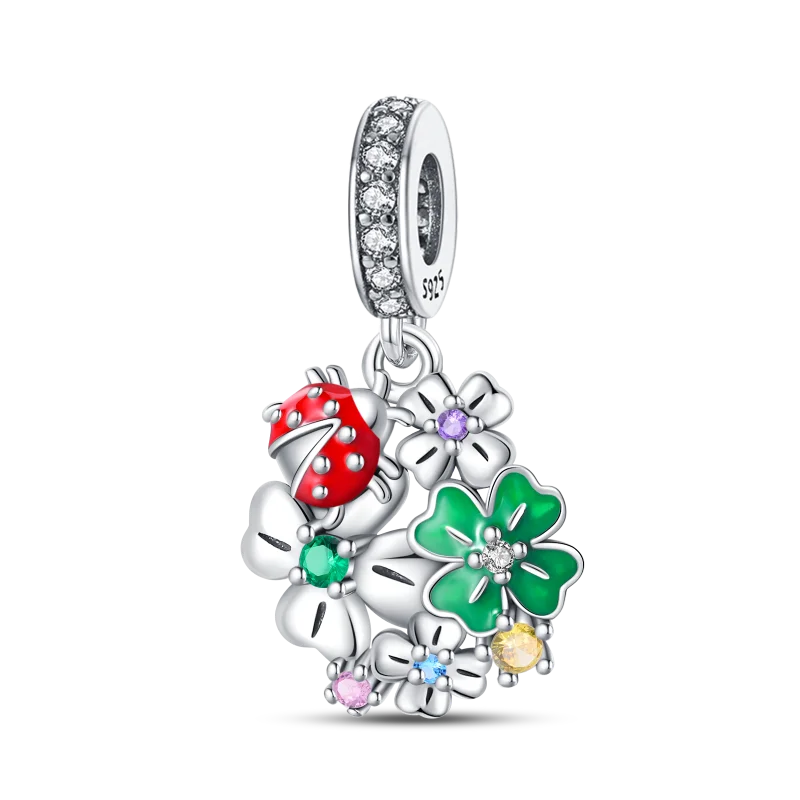 925 Sterling Silver Green Series Flower Tree Apple Pendant DIY Fine Beads Fit 4MM hole diamete Charms Bracelet Women Jewelry Diy