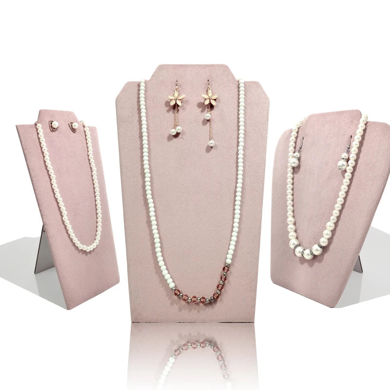 Wooden Necklace Stand White Pu Jewelry Pendant Display Holder Organizer Storage Easel Shelf Rack 3 Color 12.5*22.5Cm