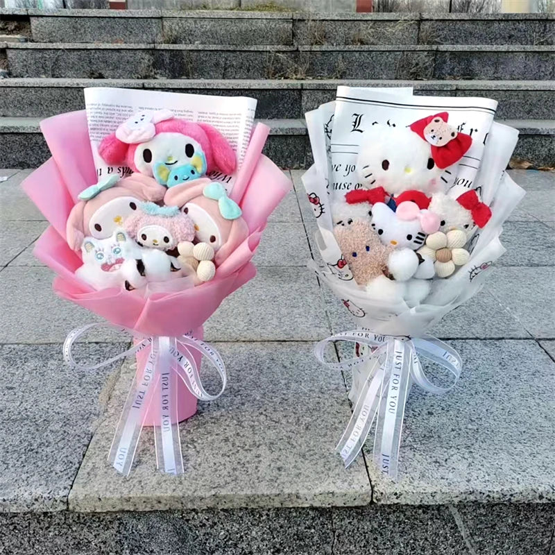 MINISO Anime Hello Kitty Kuromi Bouquet Cinnamoroll  Anime Plush Doll Toy  Valentine's Day Birthday Christmas Gift
