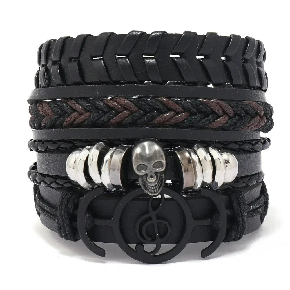 Bracelet for Men Fashion Pop Pentagram Beaded DIY Bracelet Set Stud Accessories Men's Punk Street Bracelet Retro Charm Bracelet