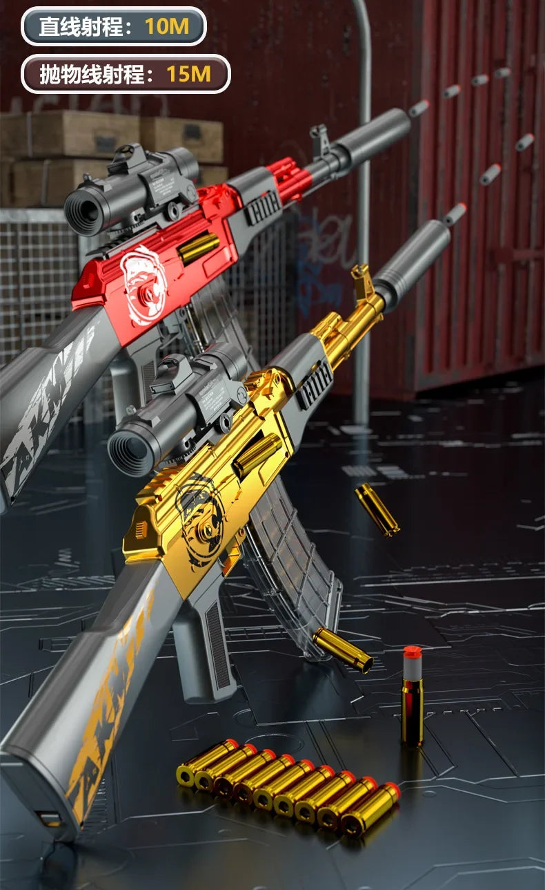 Handi Ak47 Soft-Bullet Gun Can Be Fired Toy Gun Akm Boy Submachine Gun Model Manually Loaded 2025 Christmas Gift