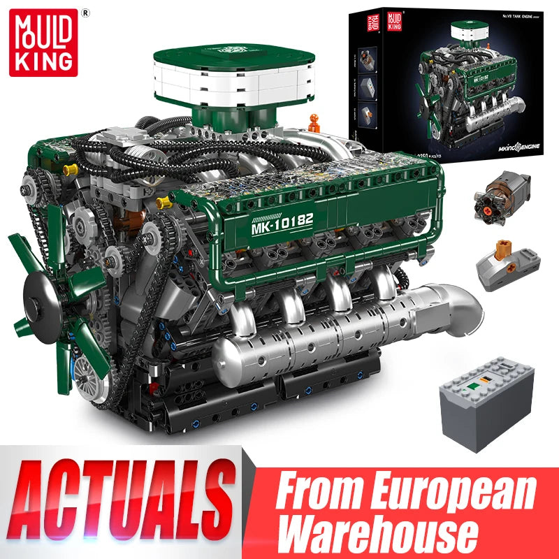 Mould King 10182 Technical Car Engine Toys The Motorized V8 Tank Engine Building Block Assembly Engine Brick Kids Christmas Gift