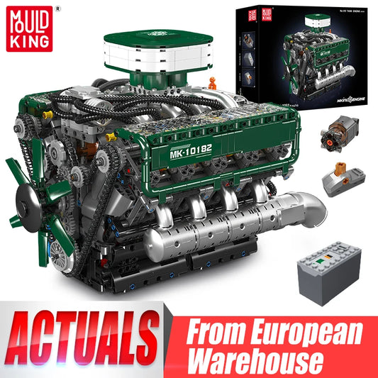 Mould King 10182 Technical Car Engine Toys The Motorized V8 Tank Engine Building Block Assembly Engine Brick Kids Christmas Gift