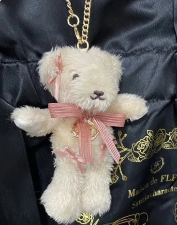 Japanese New Sweet Cute Rabbit Bear Rhinestone Bow Pendant Sweet Kawaii Girl Female Bear Bag Charm Pendant Keychains