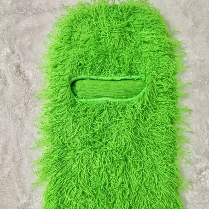 Hip Hop Balaclava Distressed Knitted Caps Full Face Ski Mask Women Outdoor Fleece Fuzzy Ski Balaclava Beanies Men Hat