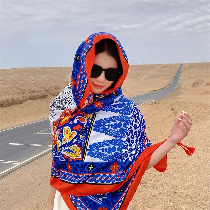 Travel Beach Sunscreen Scarves for Women Bikini Large Sarong Wrap Scarf Brazilian Swimsuit Bathing Cover-ups 17 Styles 90x180cm