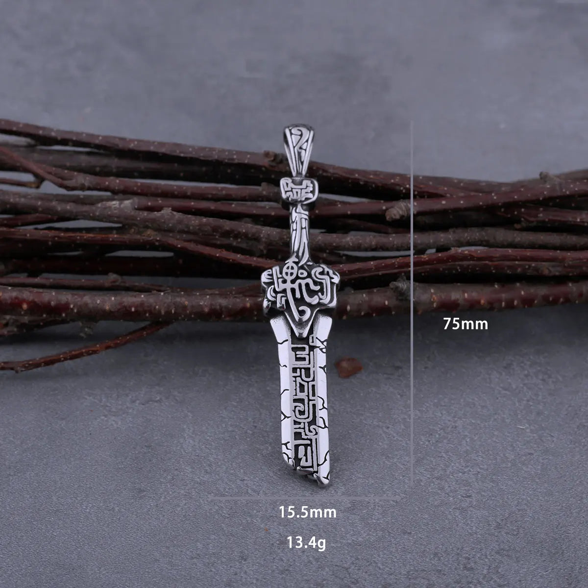 316L Stainless Steel Men's Gluttonous Broken Sword Necklace Fashion Handmade Domineering Biker Pendant Birthday Gift Jewelry