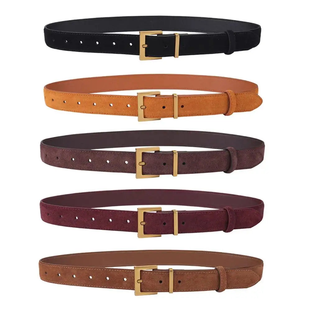 2025 Women Luxury Design Suede Leather Belt Casual Business Versatile Pin Buckle Waist Strap