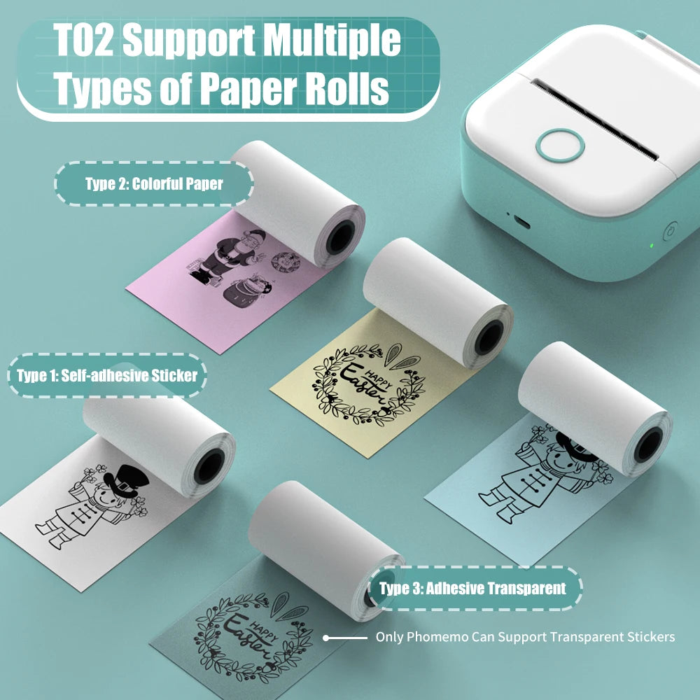 Phomemo T02 Pocket Printer Mini Portable Label Maker Self-adhesive Sticker mini impresora portatil impresora etiqueta adhesivas